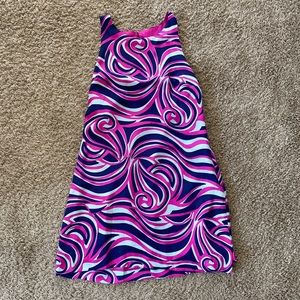 Pink and blue swirl dress